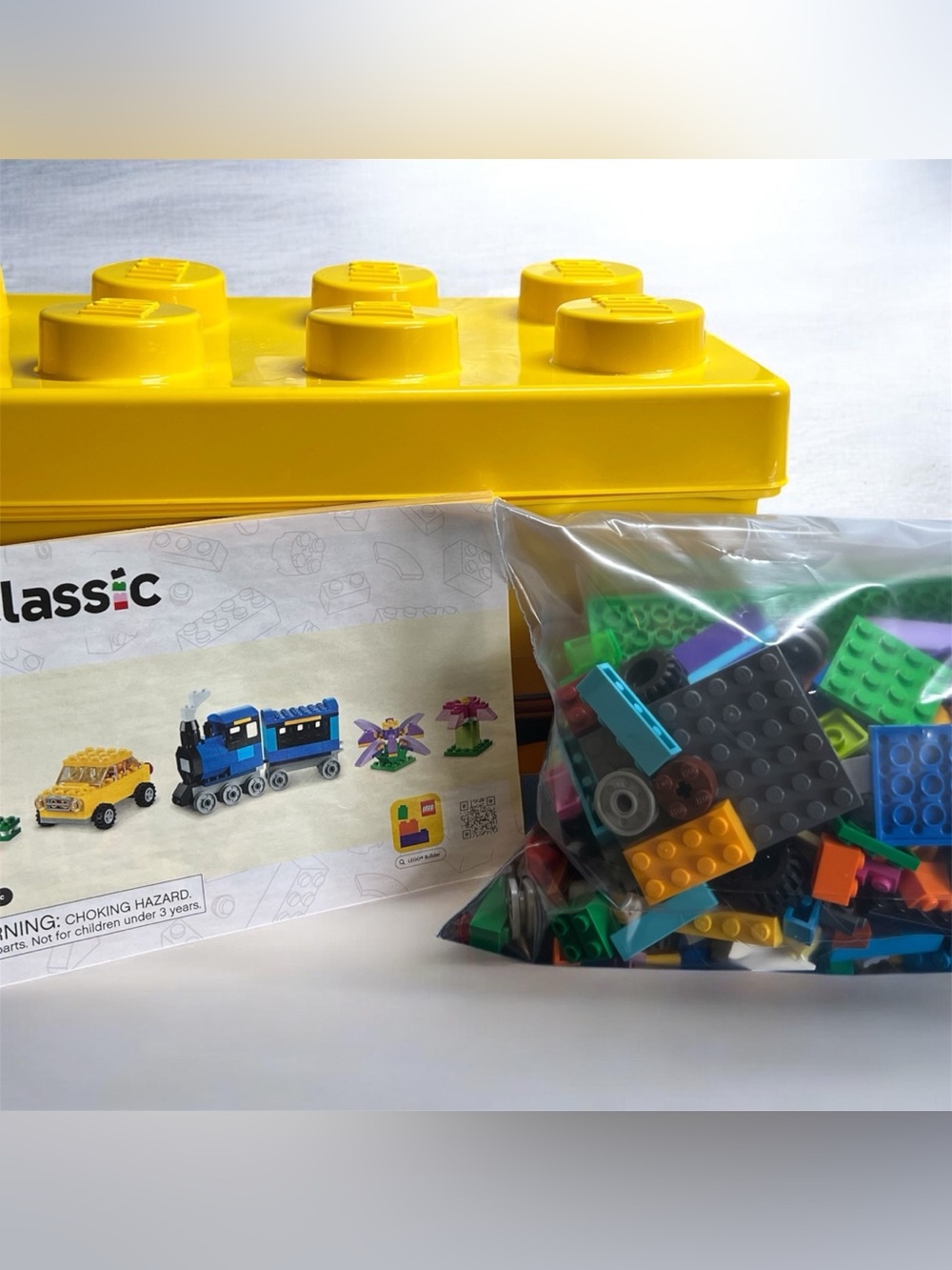 Yellow Lego Brick Storage Box With 1lbs Lego Bricks Etc Lego Classics book